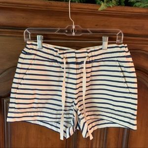 J Crew Blue and Ivory Striped Drawstring Shorts